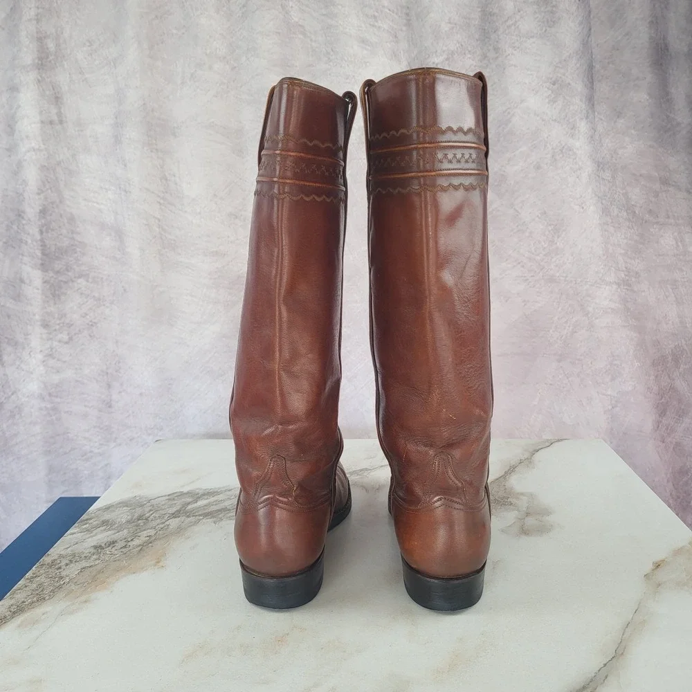 Vintage Lucchese Knee High Western Boots Women's Size 8.5 B READ